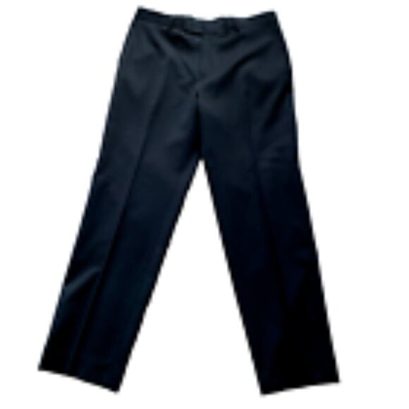 Hugo Boss Dress Pants Men's 35x31 Virgin Wool‎ Black Flat Front Made in USA - Picture 1 of 10